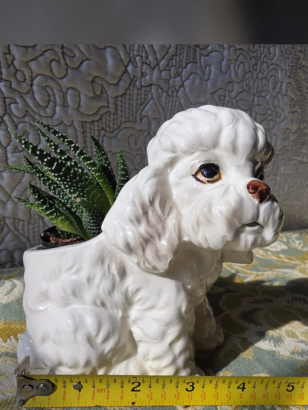 VTG Mid Century Relpo Japan White Poodle Ceramic Planter